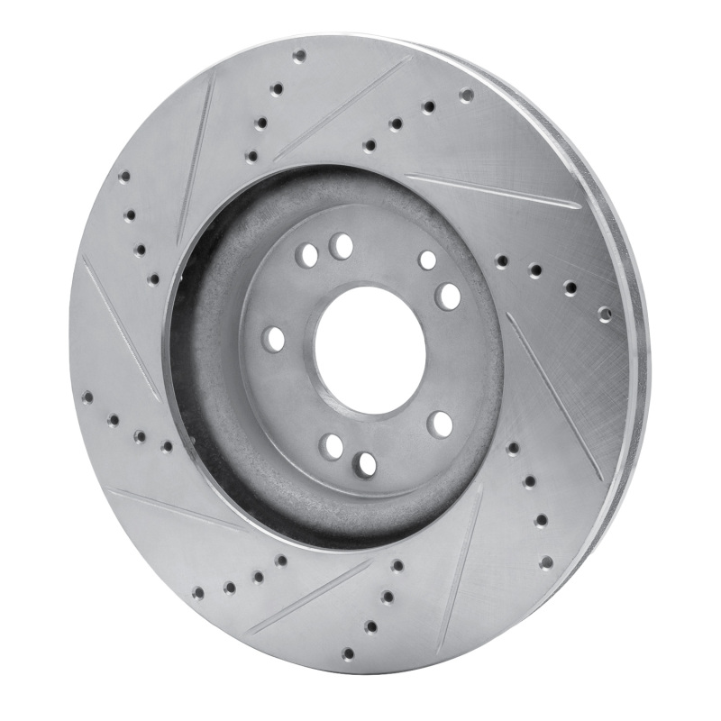 Mercedes-Benz E500 Brake Rotor (1) - Right Front - R1 Concepts - Drilled & Slotted - Silver - `94-`02